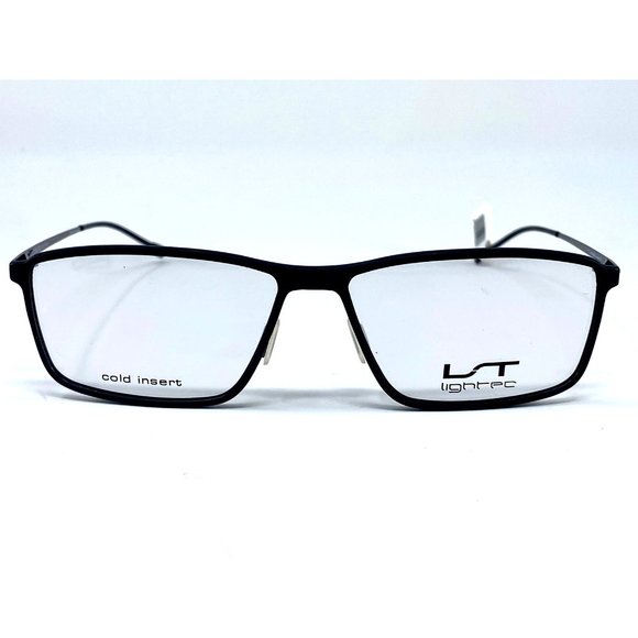 New LIGHTEC Black/Silver Rectangle Made in France Mens Eyeglasses 55-13-145 - Picture 1 of 5